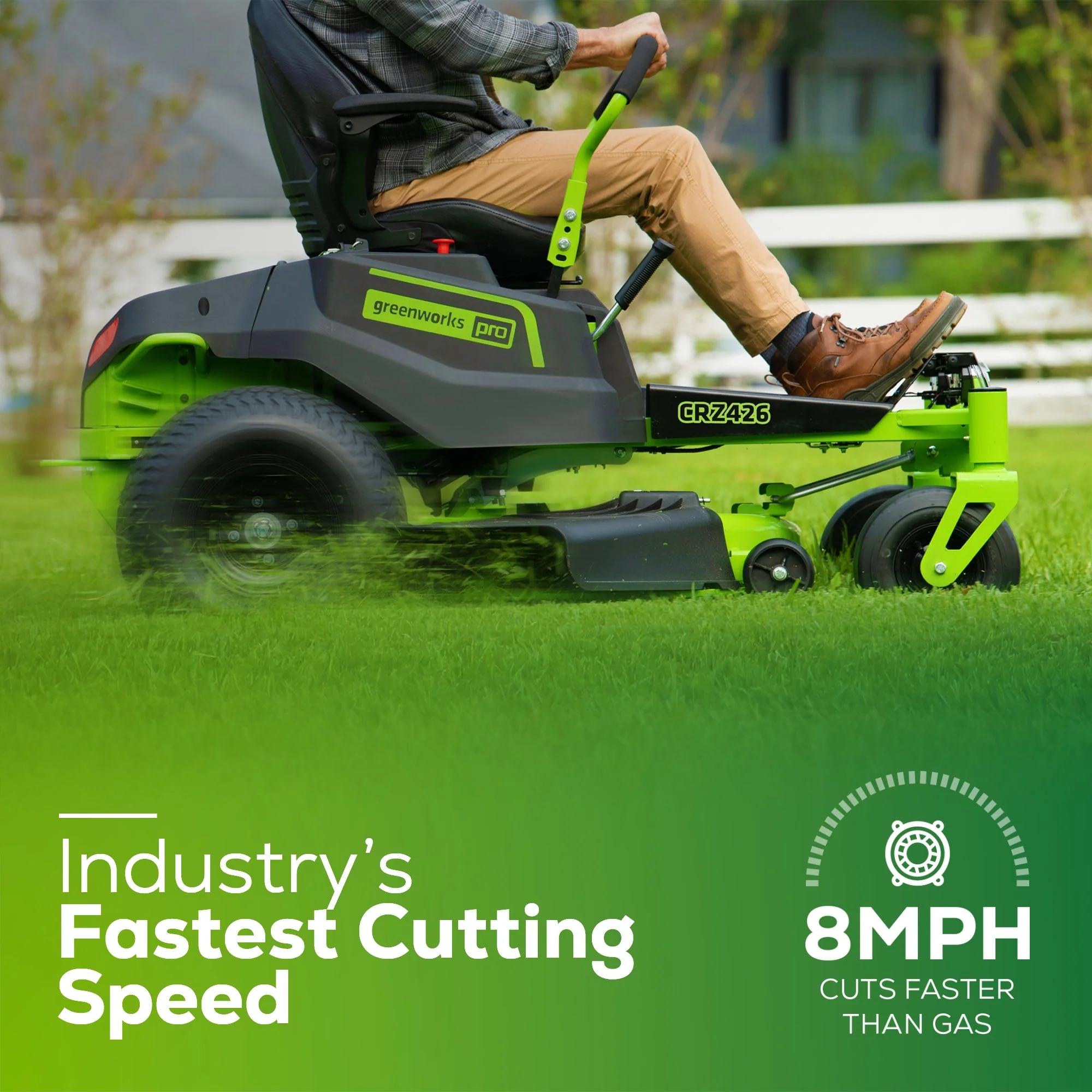 Greenworks 60V 42” Electric CrossoverZ Zero Turn Mower with (4) 8 Ah Batteries and (2) Dual Port Turbo Chargers - image 4 of 6