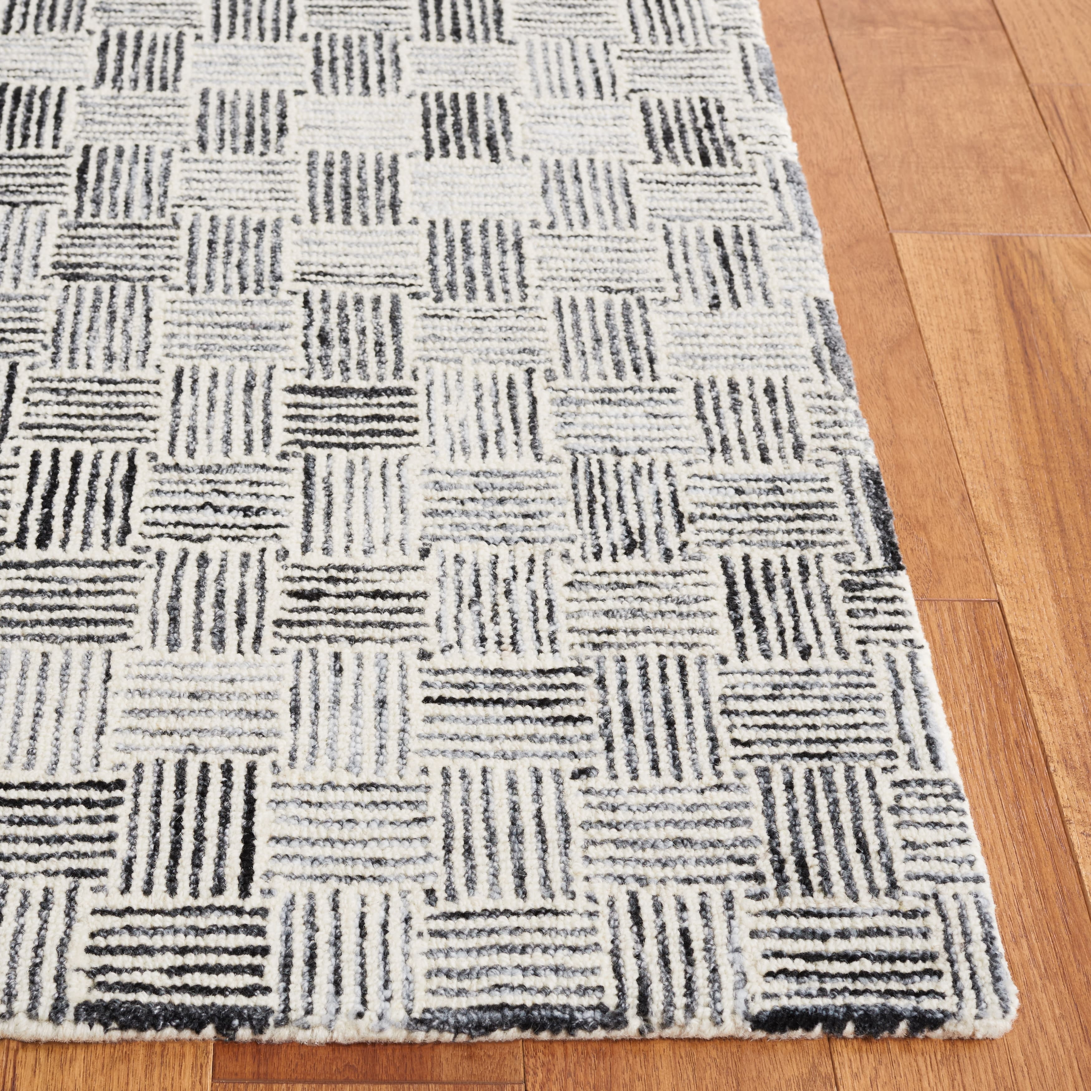 SAFAVIEH Micro-Loop Charlotte Solid Area Rug, Dark Grey/Ivory, 4' x 6'