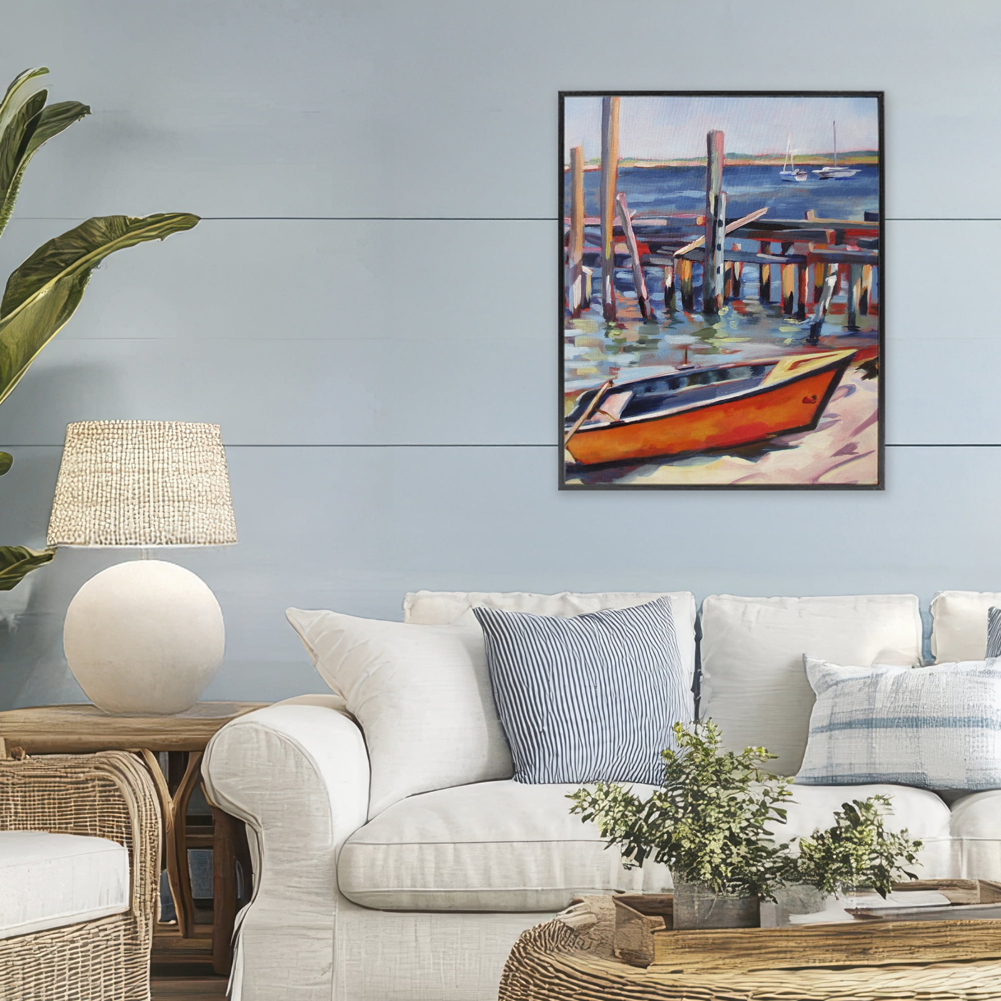 Stupell Industries Provincetown Harbor Boat Black Framed Giclee Art, design by Maxine Shore