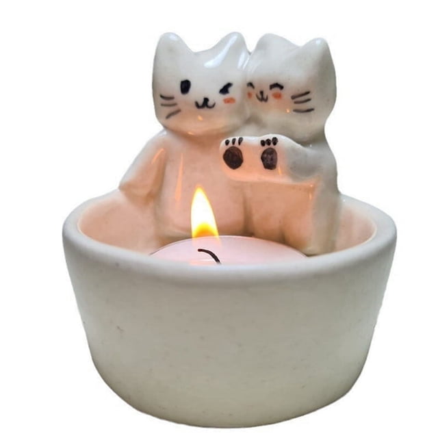 Candelabro de gatito de dibujos animados: candelabros de gato lindos, candelabros perfumados hechos a mano, regalos para niñas o elección para amantes de los gatos