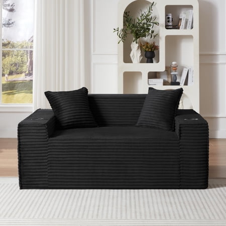 Boneless Loveseat, 2-Person Compact Sofa, No Assembly Required, Black