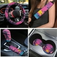thumbnail image 3 of Yuyamidu Pink Sunset Car Seat Covers Set 15 PCS Seaside Car Front Back Seat Cover Floor Mats Steering Wheel Cover Seatbelt Cushion Pad Gear Shift Cover Set Coasters, 3 of 6