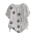 thumbnail image 4 of Npasoilc Summer Tops for Women 2024 Trendy Short Sleeve Square Neck Button Down Blouse Casual Loose T-shirts, 4 of 5