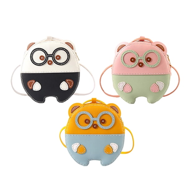de 3 uds de material para bolsos de material cuero con de oso de anteojos para niños, Kits de material cuero