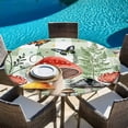thumbnail image 6 of Mushrooms Round Tablecloth, Fitted Table Cover with Elastic for 45"-54" Round Tables, Sage Green Plaid Butterfly Botanical Plants Table Cloth Outdoor Indoor Dinning Party Waterproof Tablecloths, 6 of 7