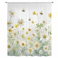 thumbnail image 2 of Farmhouse Chrysanthemums Sheer Curtains 54" Long, Wildflowers Watercolor Floral Bees Light Filering Curtains, Breathable Simi Curtain Privacy Drapes for Kitchen Bathroom Small Window Treatment, 2 of 9