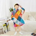 thumbnail image 6 of FORMRS Wearable Blanket Hoodie with Sleeves for Kids Cozy Flannel Sweatshirt, Colorful Triangles, 6 of 7