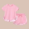 thumbnail image 2 of Futezty Girls Summer Outfits, 4th of July Baby Girl Outfits Toddler Baby Girls 2Pcs Pants Set 1Y 2Y 3Y 4Y 5Y 6Y Sling Plain Camisole Ruffle Short Denim Pants Children Cozy Outfits Suit, 2 of 9