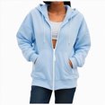 thumbnail image 5 of Towmus Drawstring Zip Up Hoodies for Women Fall Cute Jacket Oversized Casual Long Sleeve Sweatshirts Fall Spring Track Jackets with Pockets, 5 of 5
