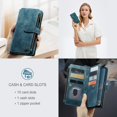 thumbnail image 6 of Jiahe Cover Design for Samsung Galaxy A13 5G Wallet Case with PU Leather Card Holder Slots Kickstand Magnetic Flip Folio Cases Zipper Pocket Shockproof Protective Cover for Samsung Galaxy A13 5G, Blue, 6 of 9