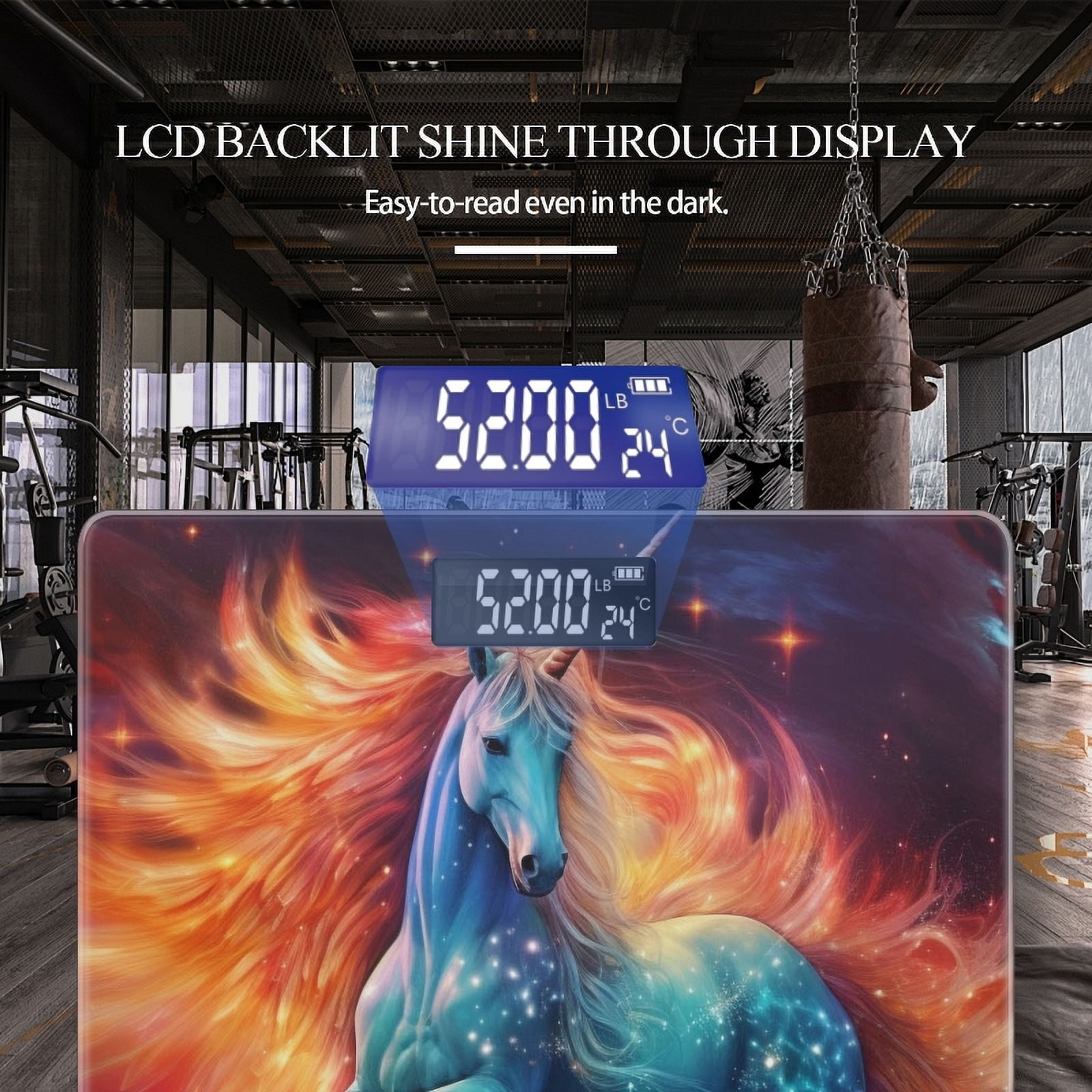 High Precision Body Weight Scale Smart Bathroom Scales with Large LCD Display(400lbs),Decorative for Bedroom-Majestic Unicorn With Flowing Mane And Tail