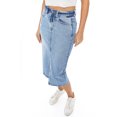 thumbnail image 2 of Cello Jeans Women's Juniors Front Slit Long Denim Jean Skirt (Medium Denim, X-Large), 2 of 5