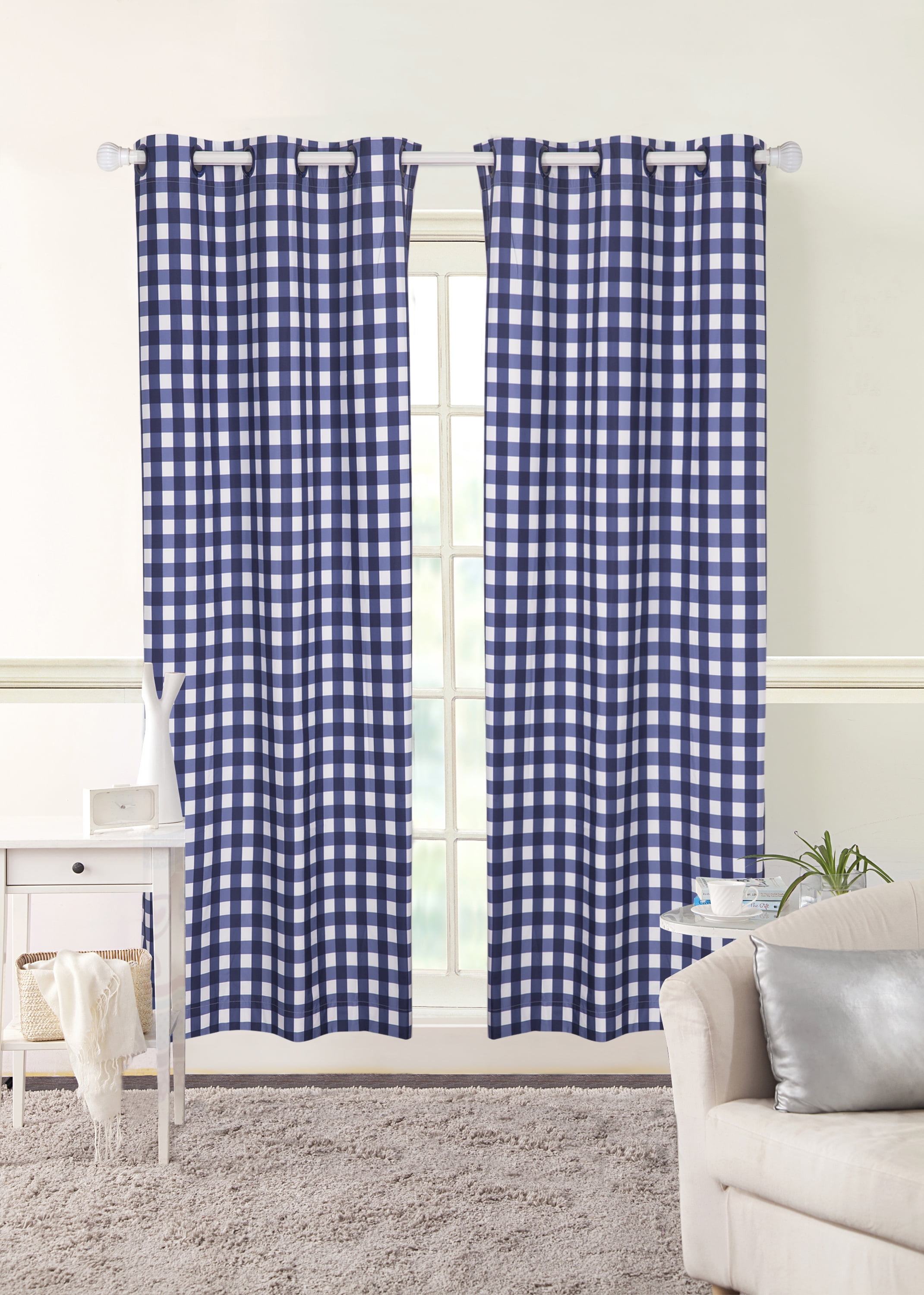 Mainstays Room Darkening Gingham Single Curtain Panel