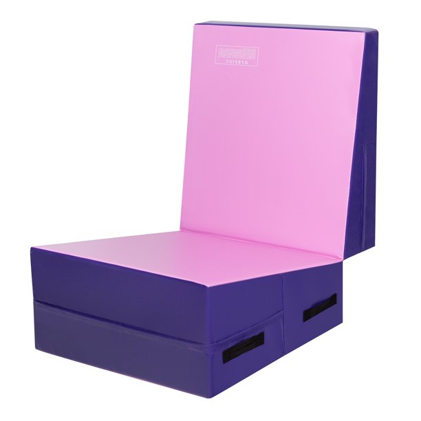 Topbuy Folding Incline Gymnastics Mat Cheese Wedge Shape Tumbling Mat For Training Exercising W Handles Pink Walmart Com Walmart Com