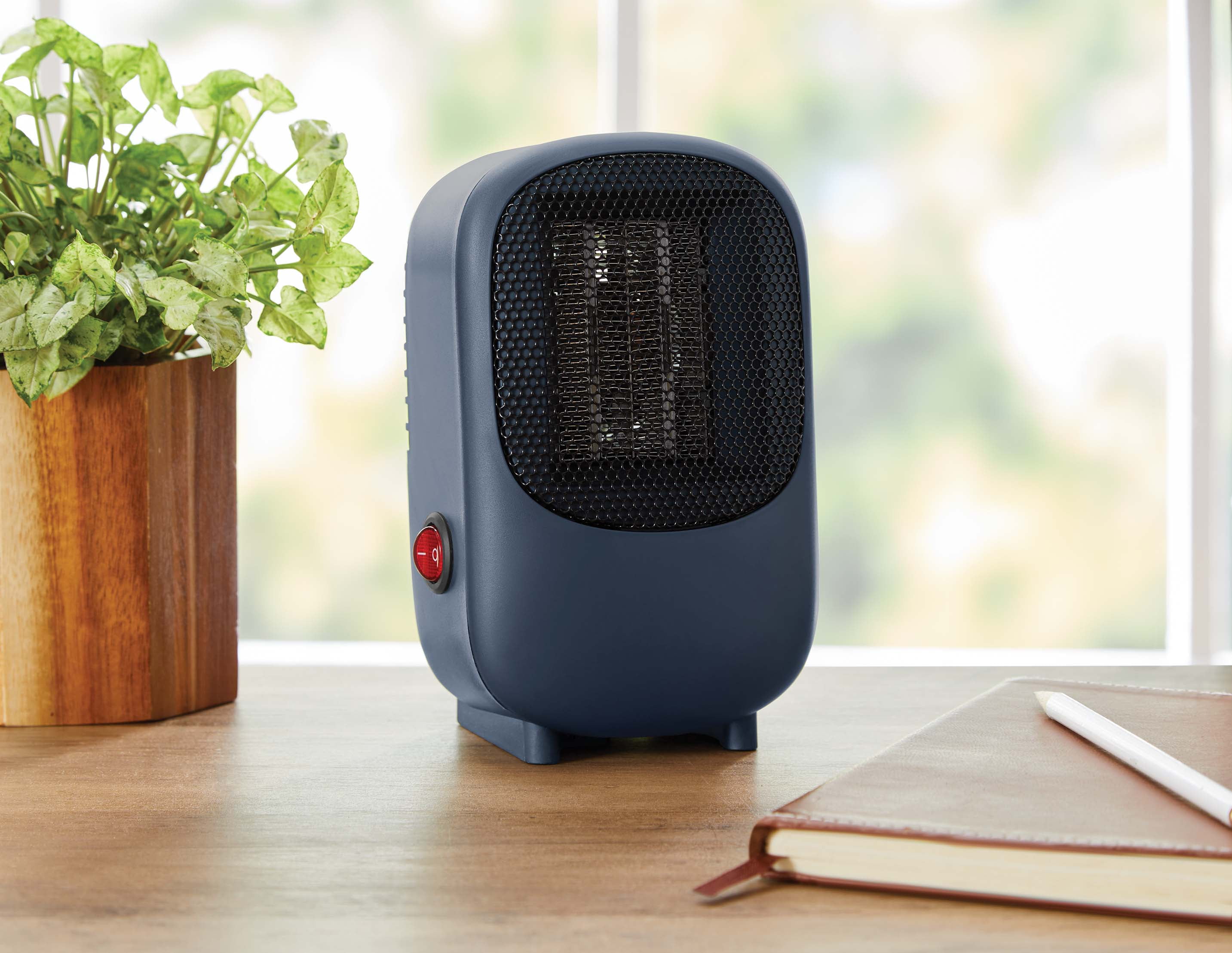 Mainstays Personal Electric Ceramic Heater 400W for Inside, Portable Electric Heater for Home, PTC Ceramic for Fast Safe Energy Efficiency, Blue