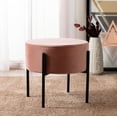 thumbnail image 2 of SAFAVIEH Lisbon Modern Glam Round Ottoman, Dusty Rose, 2 of 10