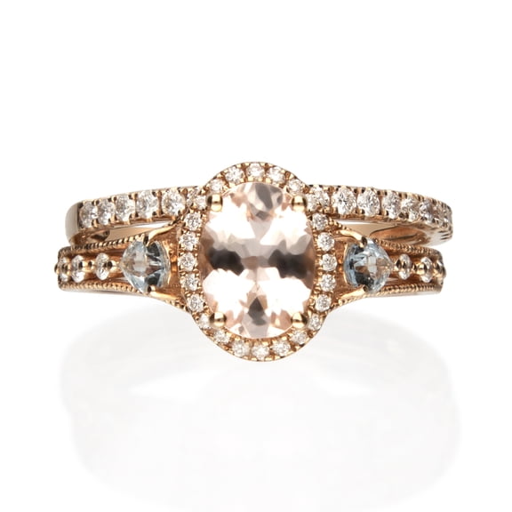 Gin & Grace 14KT RG Genuine Morganite and Diamond Accent Ring.