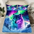 thumbnail image 2 of Castle Fairy Animal Wolf 4 Pieces Queen Sheet Sets for Men Teenagers,Arctic Aurora Ultra Soft Flat Sheet,Starry Sky Queen Fitted Sheet,Super Cozy Room Decor, 2 of 7