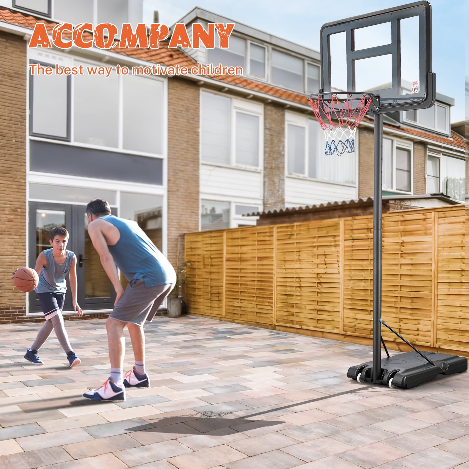 Portable Basketball Hoop Outdoor for Kids and Adults, Segmart 44 inch Basketball Hoop for Backyard, 4.9Ft-10FT Height Adjustable Basketball Goal System with Shatterproof Backboard, Larger Base