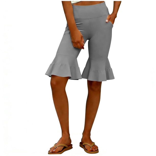 Pantalones de Mujer Traje Versátil Color Sólido Cinco Paneles Flare Yoga Pantalones Deportivos Casuales