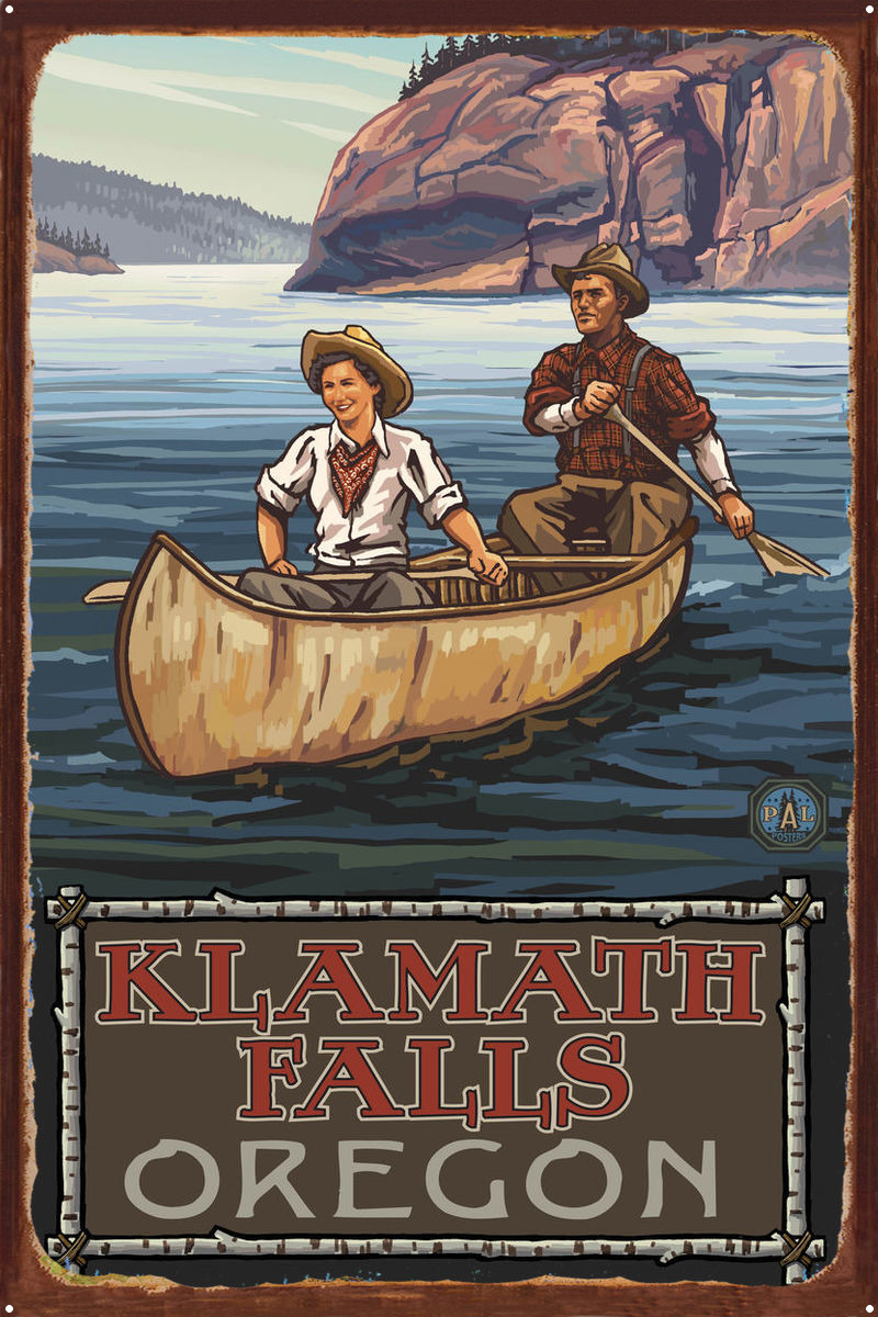 Klamath Falls Oregon Rustic Metal Art Print by Paul A. Lanquist (24" x 36")