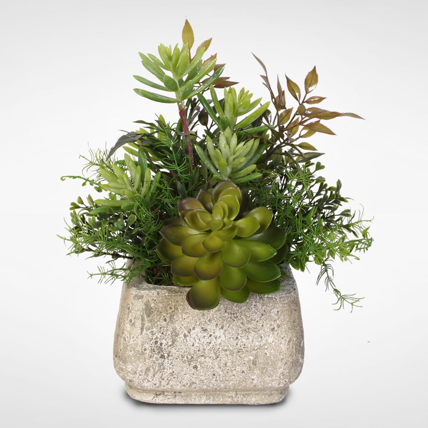 Artificial Succulent Arrangement in a Cement Pot