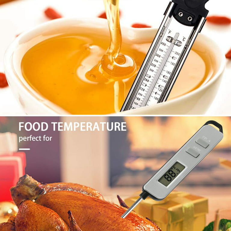 2 Pcs Candy Thermometer Meat Thermometer for Candy and Cooking Food & Digital Meat Thermometer, Size: Candy + Meat, Black
