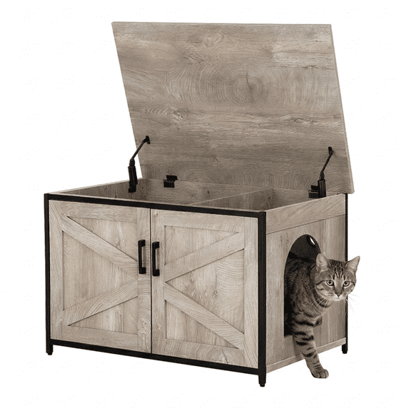 Unipaws Cat Litter Box Enclosure with Top Opening, Suitable for Large Cat, High Jumbo Litter Box