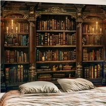 Gojian Forest Library Tapestry Tree Bookshelf Tapestries Wall Hanging Vintage Fantasy Fairy Treehouse Book Tapestry for Bedroom Living Room Dorm Classroom