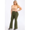 thumbnail image 2 of Plus Size Tummy Control Butt Sculpting Flare Pants with Pockets - Rifle Green, 2 of 6
