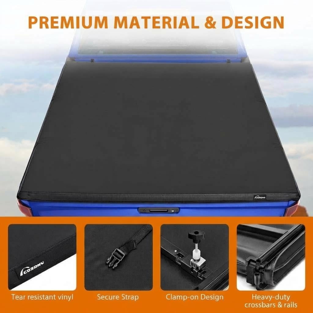 Soft Tri-Fold Truck Tonneau Cover – Fits 2019-2024 Models, 6.6FT Bed, All-Weather Cargo Protection