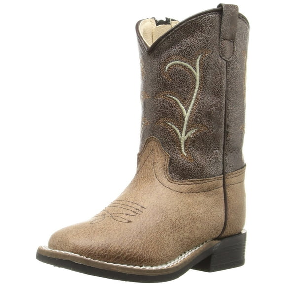 Old West Kids Boots Square Toe Vintage, Tan, 6 M US Toddler
