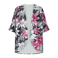 thumbnail image 4 of Kmdttou Women's Floral Print Puff Sleeve Cardigan Loose Cover Up Casual Blouse Tops Womens Fall Fashion, 4 of 6