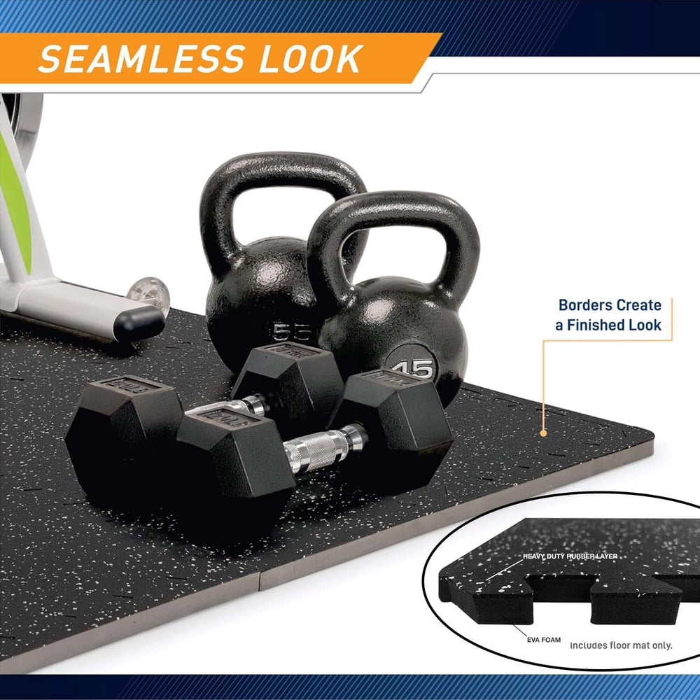 RitKeep Rubber Flooring Mats, 1/2 in x 24 in x 24 in, Sweatproof,  EVA Foam Black Exercise Mats