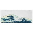 thumbnail image 1 of Waves Kitchen Mat, Japanese Kanagawa Illustration Nautical Ocean Surfing Theme Aquatic Pattern, Plush Decorative Kitchen Mat with Non Slip Backing, 47" X 19", Dark Blue White, by Ambesonne, 1 of 1