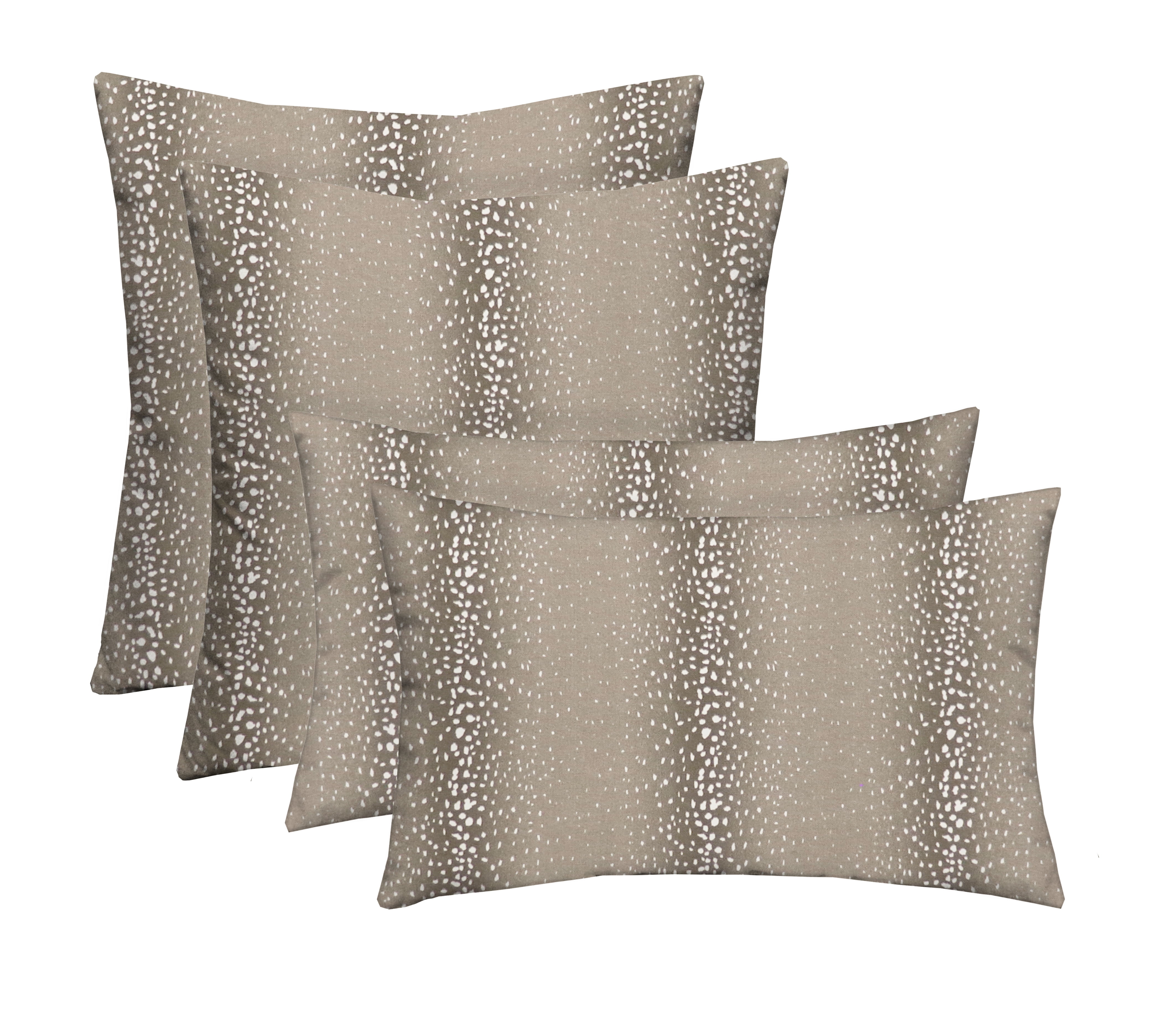 RSH Décor Indoor Outdoor Set of 4 Pillows, 2 - Square 20” x 20” and 2 – Lumbar 20' x 12', Antelope Falcon Grey