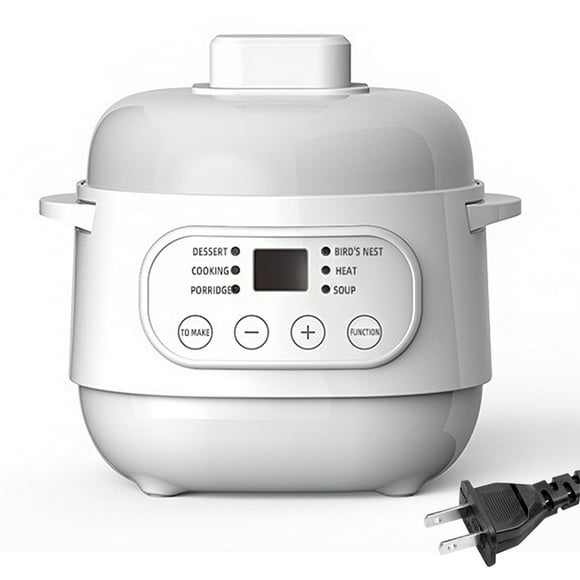 Aoresac Mini Ceramic Inner Pot Electric Stew Pot 1L Soup Cooker Slow Cooker with Water Isolation Yanyu Dessert Health Small Appliance, US Plug White 200W 110V