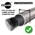 thumbnail image 3 of Ezends Tapón De Plástico Redondo De Grado Premium De 3/4 Pulgadas/Calibre 14-20/Paquete De 10/Tapas De Plástico Negro/Insertos Deslizantes Duraderos Para Patas De Silla/Protectores De Pies De Muebles/, 3 of 5