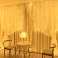 thumbnail image 3 of LED Curtain Lights, Window Twinkle Fairy Lights 3mx3m 300 LEDs USB Operated 8 Modes Waterproof Icicle String Lights with Remote & Timer for Wall Indoor Xmas Party Home Garden Decoration (Warm White), 3 of 8