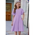 thumbnail image 6 of Arshiner Girl's Summer Dresses Ruffle Short Sleeve Swing Flowy Midi Casual Sundress with Pockets, 6 of 7