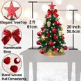 thumbnail image 4 of Exquisite Christmas Tree with LED Lights  2ft Small Tabletop Mini Red Artificial  Tree with Christmas Ornaments, 4 of 6