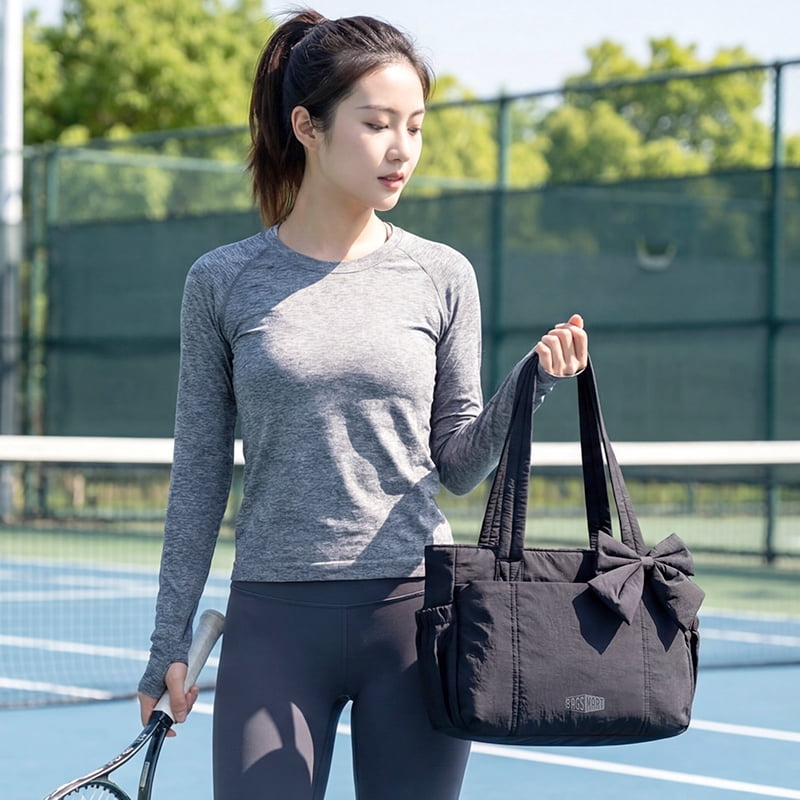 BAGSMART Lightweight Tote Bag for Women, Everyday Casual Shoulder Handbags for Travel, Work, Beach, Gym, Shop, Black