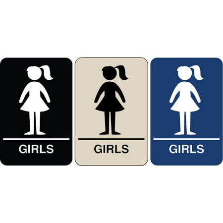 braille girl s restroom sign color white on black walmart com