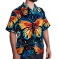 thumbnail image 2 of Flower Butterfly Men's Short Sleeve Beach Shirts Hawaiian Button Down Casual Summer Printed Unisex Top, 2 of 6