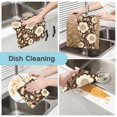thumbnail image 2 of Yayeee 6 Pack Kitchen Dish Cloths for Washing Dishes Soft Absorbent Microfiber Towels, Brown Floral, 2 of 9