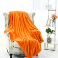 thumbnail image 3 of PiccoCasa Plush Flannel Fleece Throw Twin Full Queen King Bed Blanket Orange 65" x 90", 3 of 8