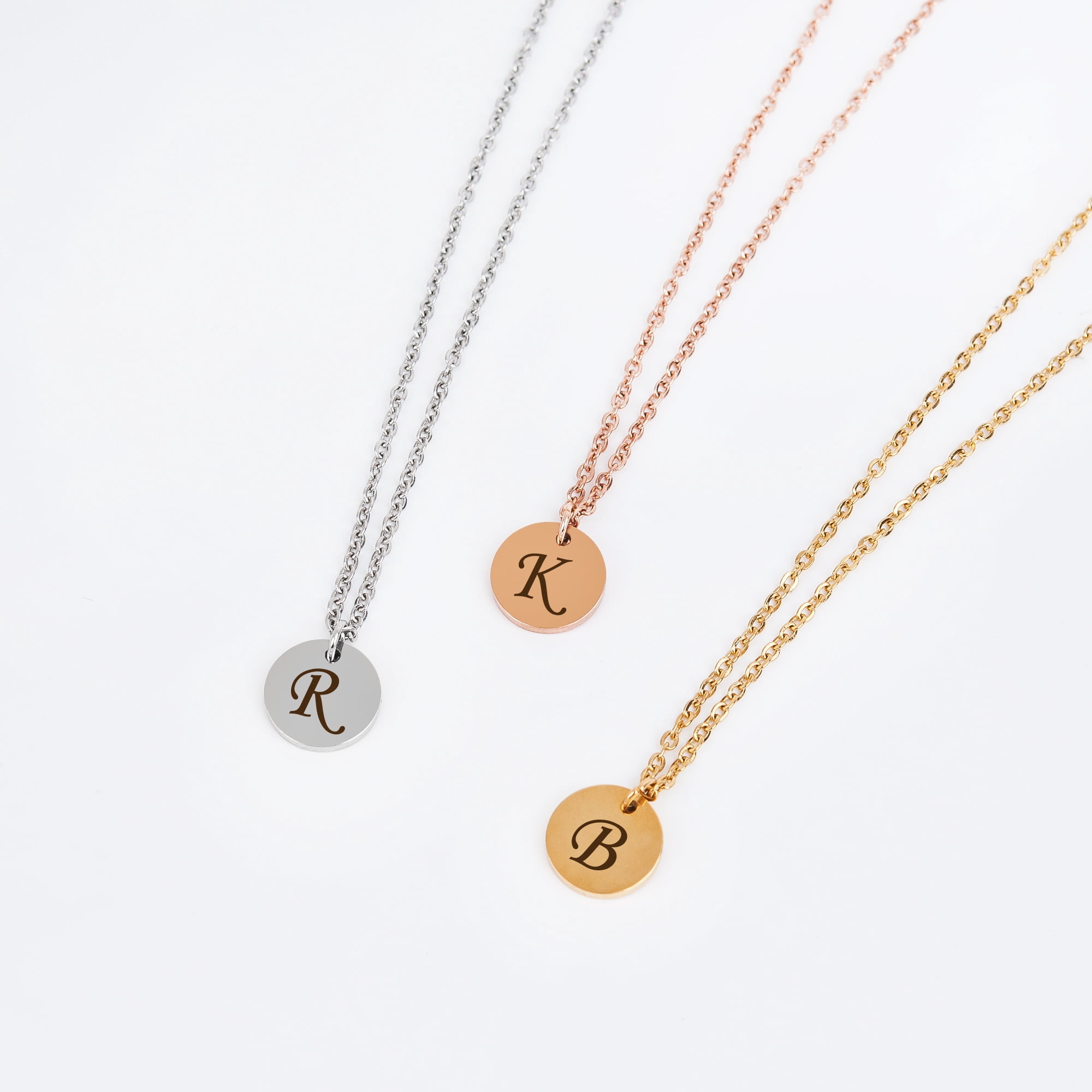 Personalized Women's Gold Round Dainty Anniversary Day Gift for Her Engravable Initial Letter Name Necklace Gift for Girlfriend Birthday WIfe Fiancee Free Jewelry Gift Box Ships Next Day
