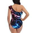 thumbnail image 5 of Goofa Red And Blue Lightning Pattern Women's One Piece Swimsuits Tummy Control Bathing Suits Asymmetric One Shoulder Swimwear-Medium, 5 of 6