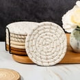 thumbnail image 6 of Xekoro 8 Pcs Drink Coasters with Holder, Minimalist Cotton Woven 4 Colors Absorbent Coaster Set for Home Decor Tabletop Protection Suitable for Kinds of Cups, 4.3 Inches(Khaki), 6 of 9