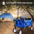 thumbnail image 3 of Collapsible Folding Utility Wagon Cart with Wheels for Kids, Collapsible Folding Outdoor Beach Wagon w/adjustable handle, Beach Wagon for Camping, Concerts, Sporting Events, Beach, Blue, S10480, 3 of 8
